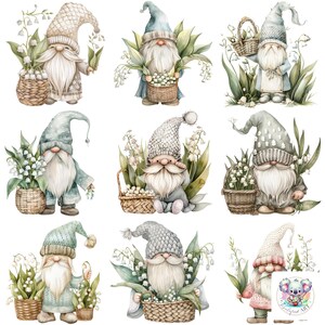 Collection de cliparts nain muguet - 24 images PNG haute résolution 300 ppp pour la création et la conception