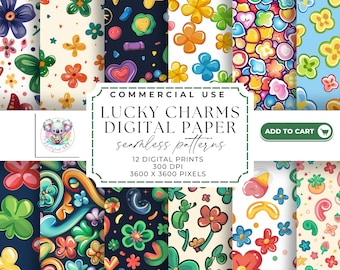 Colorful Lucky Charms Seamless Pattern Set – 12 JPEGs 300 DPI