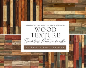 Holzstruktur Papier: 24 nahtlose rustikale Designs (Digitaler Download)