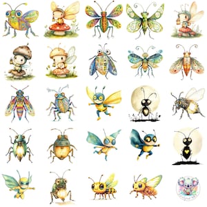 Watercolor Lightning Bug Clipart PNG, Transparent Firefly Art, Whimsical Glow Bug Characters & Nighttime Designs for Crafts and Branding