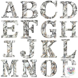 Ensemble de cliparts alphabet marbre - 26 fichiers PNG haute résolution 300 DPI avec texture marbre pour la conception numérique