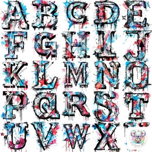 ステンシル スプレー アート アルファベット PNG セット - グラフィティ風のクリップアート文字 - 大胆なアーバン ストリート スタイル、ポスター、装飾、ロゴ用のヒップホップ フォント