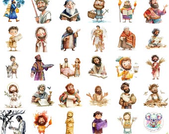 Watercolor Bible Character Clipart: New Testament PNG Designs (Digital Download)