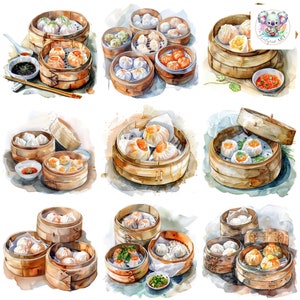 Dim Sum Clipart Collection - 20 High-Resolution 300 DPI PNGs for Crafting, Design and Food-Themed Crafting Projects