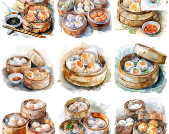 Dim Sum Clipart: High-Resolution PNG Collection (Digital Download)
