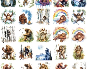 Bigfoot Clipart PNG Set: Sasquatch Illustrations for Crafts (Digital Download)