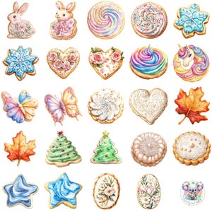 49 Frosted Sugar Cookies Cliparts – Watercolor Designs for Crafts, Scrapbooking, Journals, Invitations & Holiday Projects