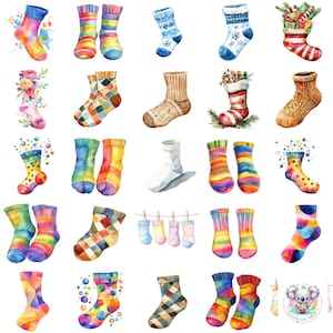 48 Einzigartige Socken Clipart Illustrationen Perfekt zum Feiern von Stil, Komfort und Wärme in kreativen Projekten und besonderen Anlässen