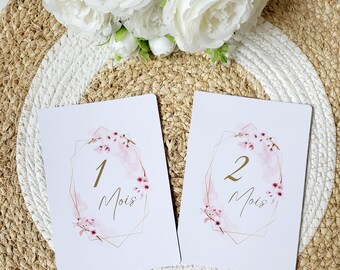 Cartes étapes bébé 1ère année, souvenirs bébé, naissance, grossesse, mois anniversaires bébé