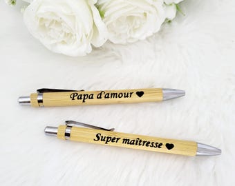 Gepersonaliseerde pen, gepersonaliseerde houten pen, gepersonaliseerd cadeau, cadeau voor papa, cadeau voor leraar, cadeau voor mama, cadeau voor leraar, cadeau voor onderwijsassistent