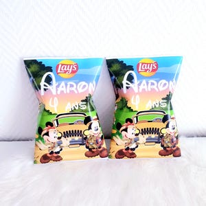 Pacchetto di patatine personalizzato, patatine personalizzate, dolciumi personalizzati, caramelle personalizzate, tema di compleanno per bambini a tua scelta
