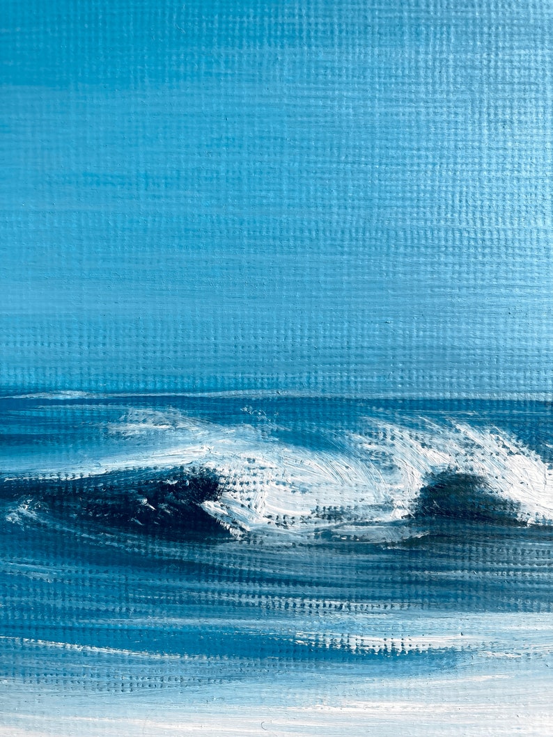 Décor de salle de vague de mer, peinture à lhuile originale de vague docéan, peinture de mer, peinture de paysage, peinture à lhuile de vague bleue, paysage marin minimaliste image 9