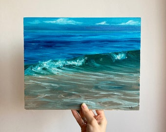 Original Ocean Wave, Seascape, Sea Wave, Original Marine Art, Walll art, 24x30cm