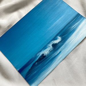 Décor de salle de vague de mer, peinture à lhuile originale de vague docéan, peinture de mer, peinture de paysage, peinture à lhuile de vague bleue, paysage marin minimaliste image 2