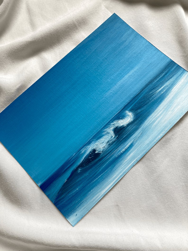 Décor de salle de vague de mer, peinture à lhuile originale de vague docéan, peinture de mer, peinture de paysage, peinture à lhuile de vague bleue, paysage marin minimaliste image 2