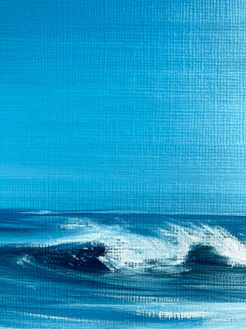 Décor de salle de vague de mer, peinture à lhuile originale de vague docéan, peinture de mer, peinture de paysage, peinture à lhuile de vague bleue, paysage marin minimaliste image 7