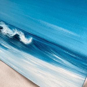 Décor de salle de vague de mer, peinture à lhuile originale de vague docéan, peinture de mer, peinture de paysage, peinture à lhuile de vague bleue, paysage marin minimaliste image 4