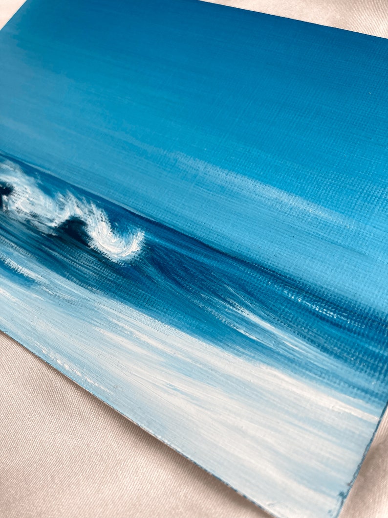 Décor de salle de vague de mer, peinture à lhuile originale de vague docéan, peinture de mer, peinture de paysage, peinture à lhuile de vague bleue, paysage marin minimaliste image 4