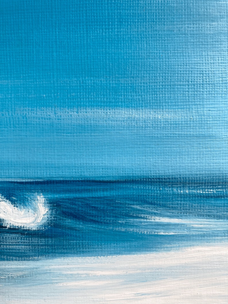 Décor de salle de vague de mer, peinture à lhuile originale de vague docéan, peinture de mer, peinture de paysage, peinture à lhuile de vague bleue, paysage marin minimaliste image 5