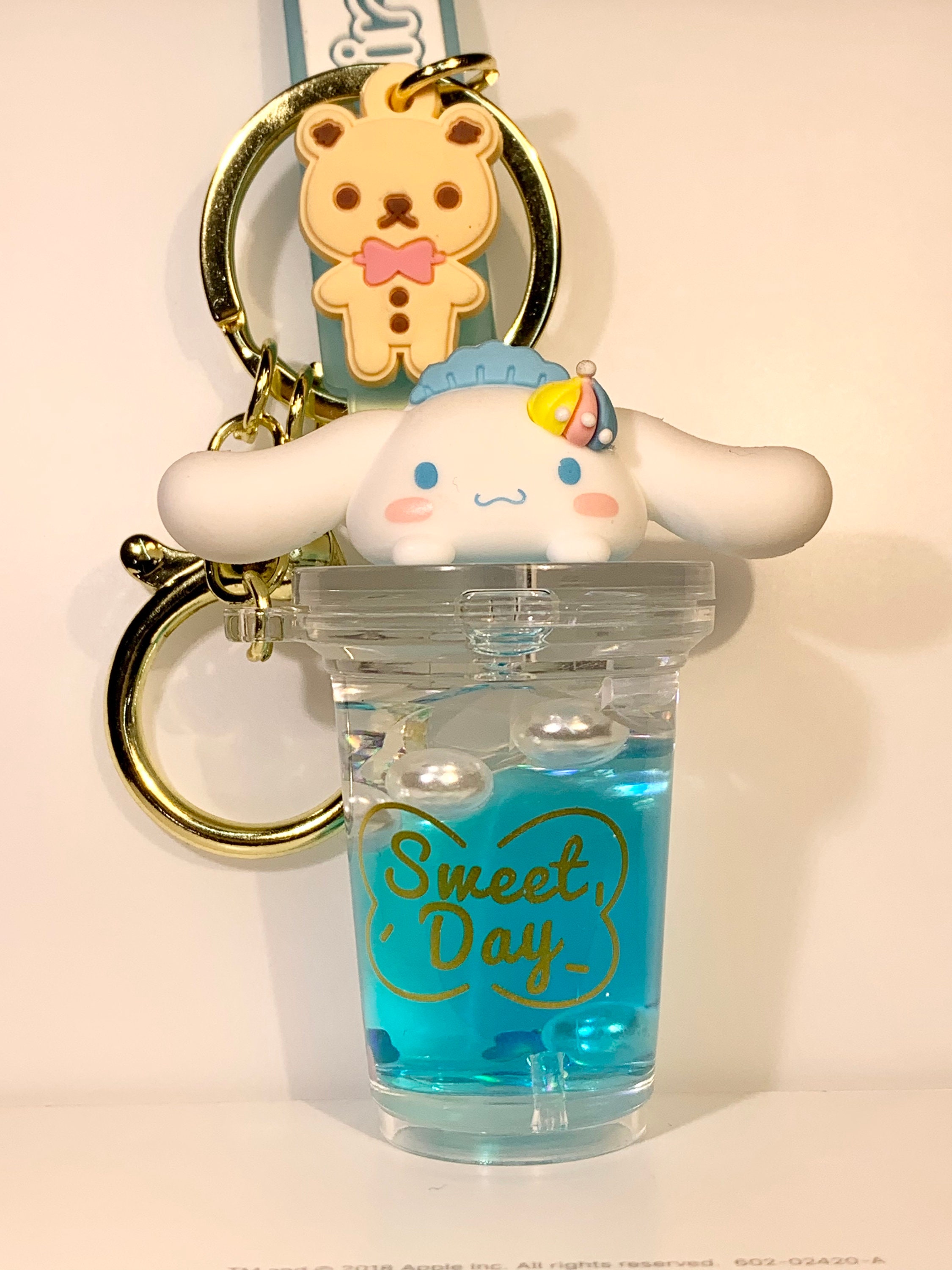 Cinnamo Inspired Characters Boba Milk Tea Liquid Keychain Cute