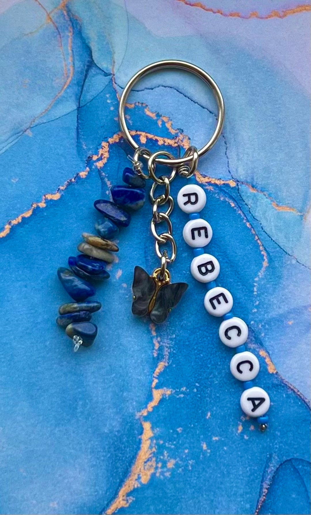 Personalised Crystal Keyring Blue Butterfly Crystals - Etsy UK