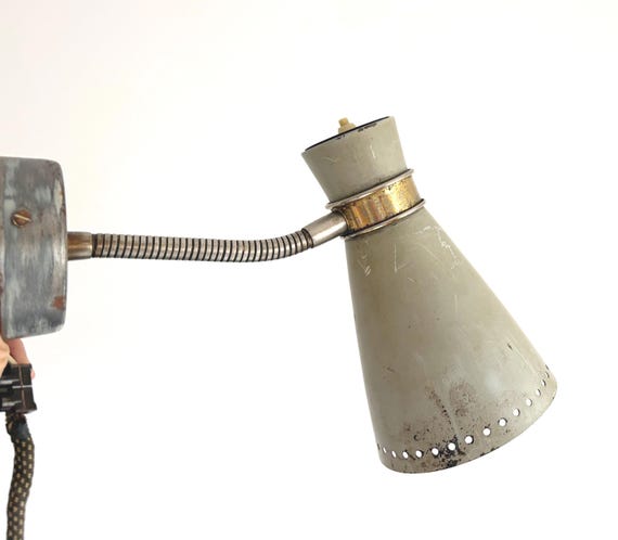 Industrial Clamp Lamp DDR 1963 Flexible Gooseneck Wall Desk Light Bauhaus
