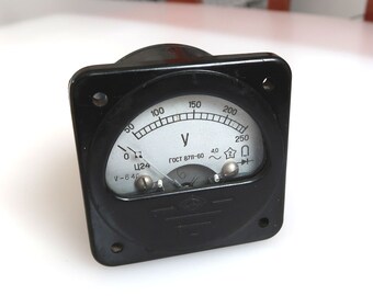 Soviet Vintage Ammeter and Voltmeter, Small Retro Electric
