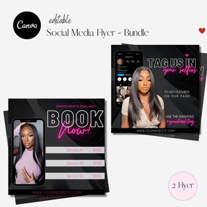Social Media Flyer Bundle - Appointment available Flyer Book Now, Tag Us Flyer, Instagram flyer, editable Canva Templates