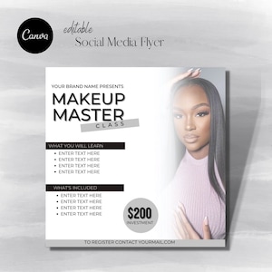Masterclass Flyer, Master Class Flyer Template, Social Media Template,Course Flyer, makeup class flyer, beauty flyer, hair flyer