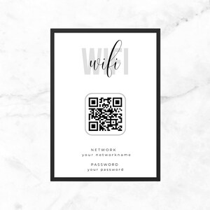 Wifi QR Code Sign, Printable Wifi Sign, Wifi Password Sign, Scan QR code wifi,  Airbnb wifi sign Vacation rental, personalized wifi QR code
