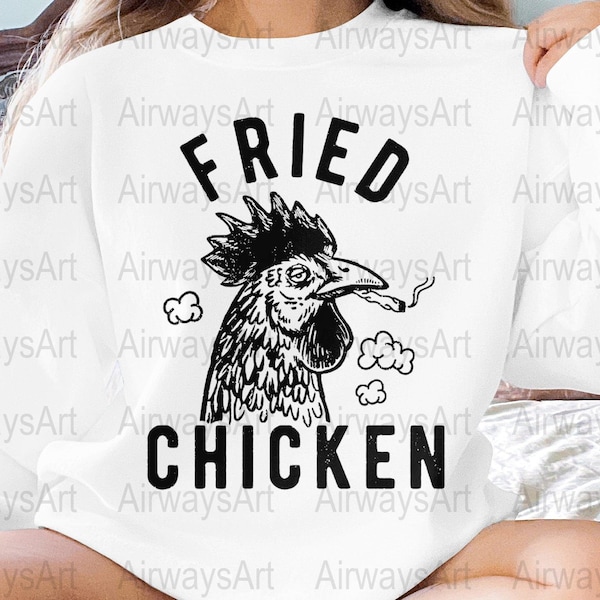 Trendy Fried Chicken Graphic PNG, Cool Chicken with Sunglasses Illustration, Urban Streetwear Style Image, Hipster Foodie Clipart Download