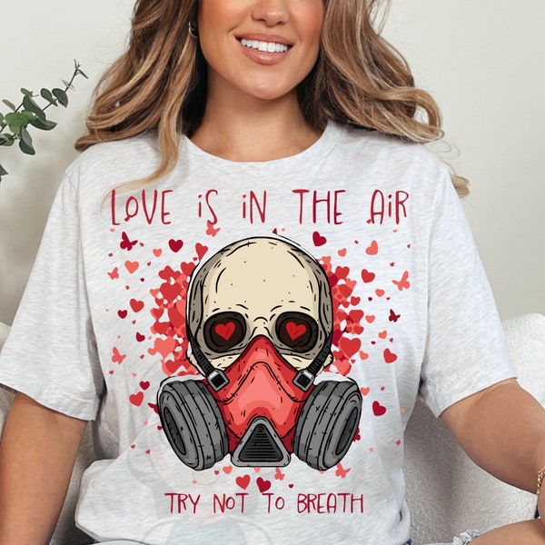 Love Is In The Air Gas Mask Digital Art, Instant Download PNG, Valentine's Day Clipart, Edgy Romantic Decor, Printable Unique Graphic Design