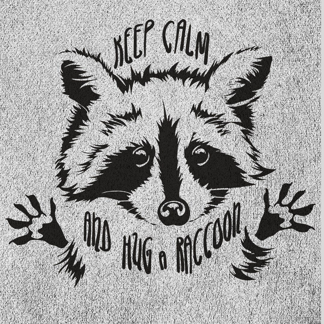 Keep Calm Hug a Raccoon PNG, Cute Raccoon Clipart, Black White Animal ...