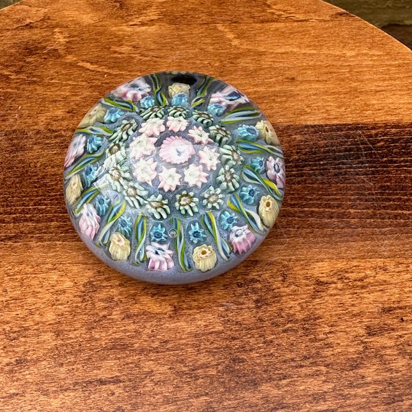 Beautiful Vintage 14 Radial Twist Pastels Early Vasart Millefiori Paperweight. Decorative Art Glass. Collectors Paperweight. c1950's Yasart.