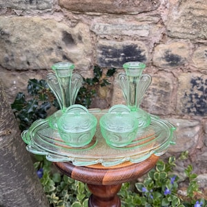 Glass Dressing Table Set Green - Etsy