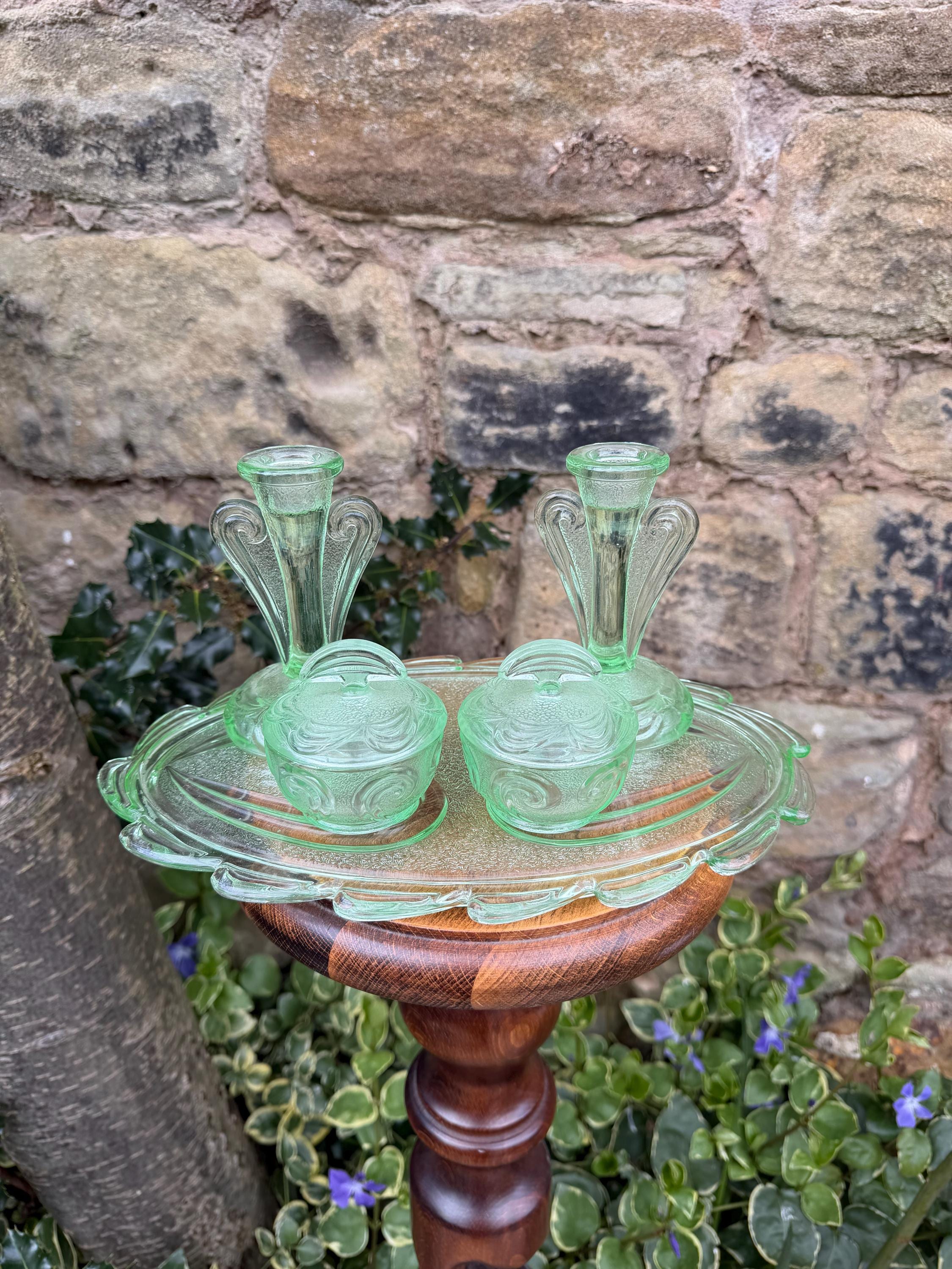 Vintage Glass Dressing Table Set - Etsy