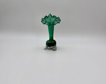 Victorian Emerald Green Glass Jack In The Pulpit Vase