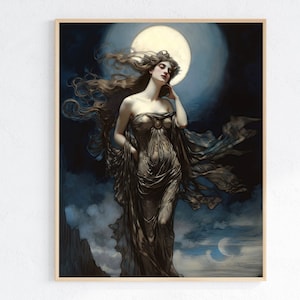 Diosa Nyx Noche Oscuridad Sombras Mitología griega Folclore Misticismo Wicca Ocultismo Arte oscuro Gótico Comercial Descarga digital Imprimible #2