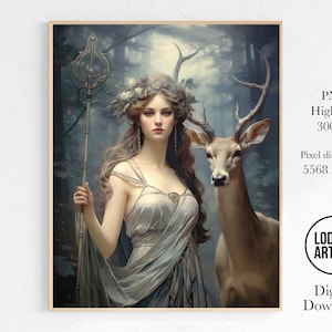 Göttin Artemis Diana Wildtiere griechische römische Mythologie Mystik Wicca Okkulte dunkel Gothic Dekor digitaler Download druckbare kommerzielle Nutzung #7