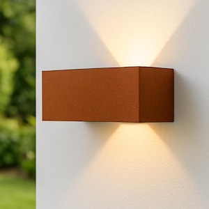 LED Außenwandleuchte Rostoptik – 12W Up & Down Wandleuchte IP65, Aluminum, verstellbarer Abstrahlwinkel