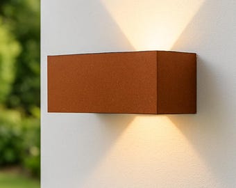 LED Außenwandleuchte Rostoptik – 12W Up & Down Wandleuchte IP65, Aluminum, verstellbarer Abstrahlwinkel