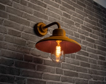 Lampe d'extérieur artisanale en bois rouillé 110V / 220V avec revêtement protecteur en option