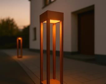 Rost Außenlampe 60/80 cm Gartensäule | Echtes Rost-Finish | Outdoor Stehleuchte | IP54 | Warmweiß 3000K GX53 | Einfahrt & Gartenbeleuchtung