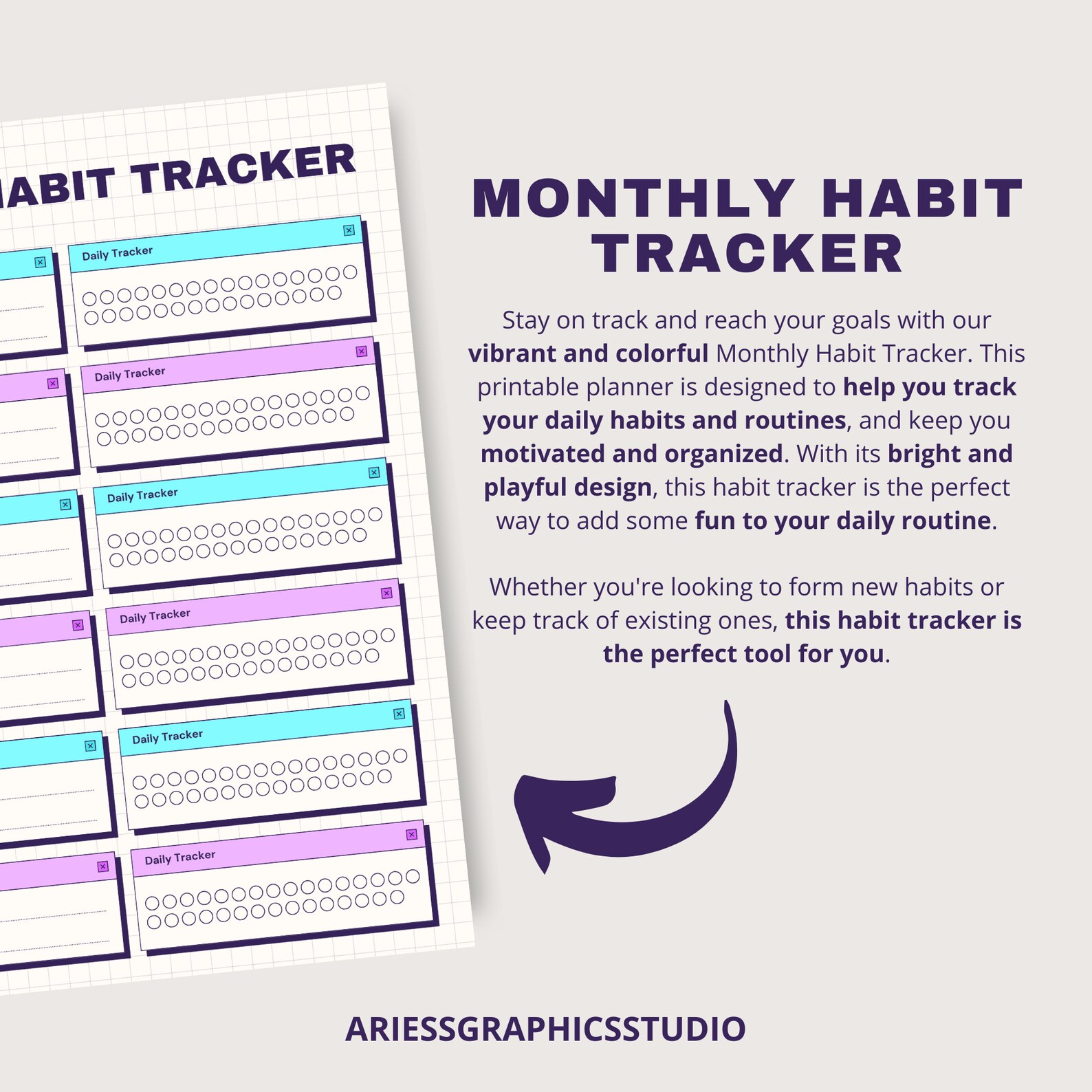 Printable Habit Tracker Productivity Planer Spreadsheet Weekly Monthly