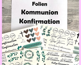 Kerzentattoo KOMMUNION + KONFIRMATION, diverse Folien zur Auswahl, A5, Kerzenfolie, Wasserschiebefolie, Kerzensticker, -weitere im Shop!