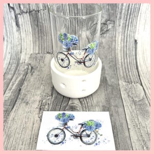 Rub-On I Rubon, RANDLOS, FAHRRAD ca. 8x6 cm, bunt/farbig, , Rubon-Sticker, Rub ONs, z.B. für Gläser, Becher, Tassen etc., Blumen, Flowers