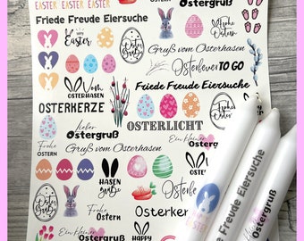 Kerzenfolie OSTERGRUSS, A4, Wasserschiebefolie, Kerzentattoo, Kerzensticker, Tattoofolie, Ostern, Frohe Ostern, Osterhase -weitere im Shop!