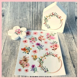 Rub-On I Rubon, RANDLOS, BLUMEN ROSA, A6, bunt/farbig, Rubon, Rub Ons, z.B. f. Raysin / Keraflott, Blumen, Blumen bunt, -weitere im Shop!