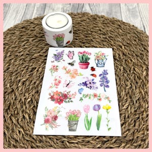 Rub-On I Rubon, RANDLOS, BLUMEN MIX, A6, bunt/farbig, Rubon, Rub Ons, z.B. f. Raysin / Keraflott, Blumen, Blumen bunt,  -weitere im Shop!