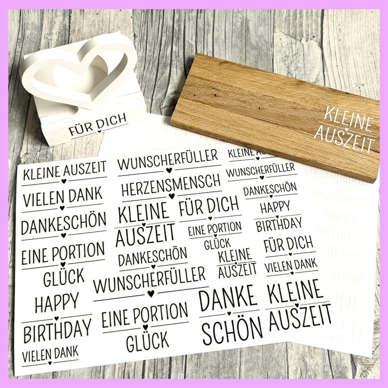 RubOn, Rub On, Rub-On, Rub-Sticker z.B. für gegossenes aus Raysin, Keraflott. Z.B. als Geschenk für Weihnachten, Silvester, Ostern, Muttertag, Home, Maritim, Geburtstag, Trauer, Kommunion, Taufe, Pustekuchen, Herzen, Sprüche, Hochzeit